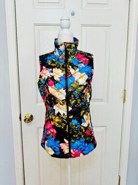 THE NORTH FACE FLORAL QUILTED THERMOBALL PRIMALOFT FULL ZIP PUFFER VEST SMALL